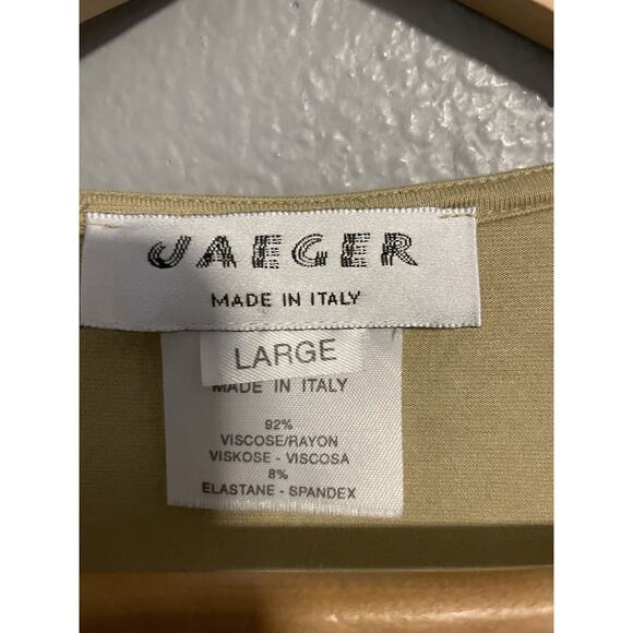 Vintage Jaeger Womens Faux Wrap Top Large Beige Rayon Stretch Cropped Grunge - Picture 3 of 7